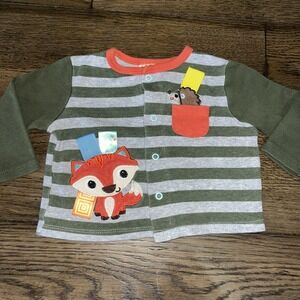 Baby Boys TAGGIES One Piece 6 Months Long Sleeve Fox And Hedgehog Top
